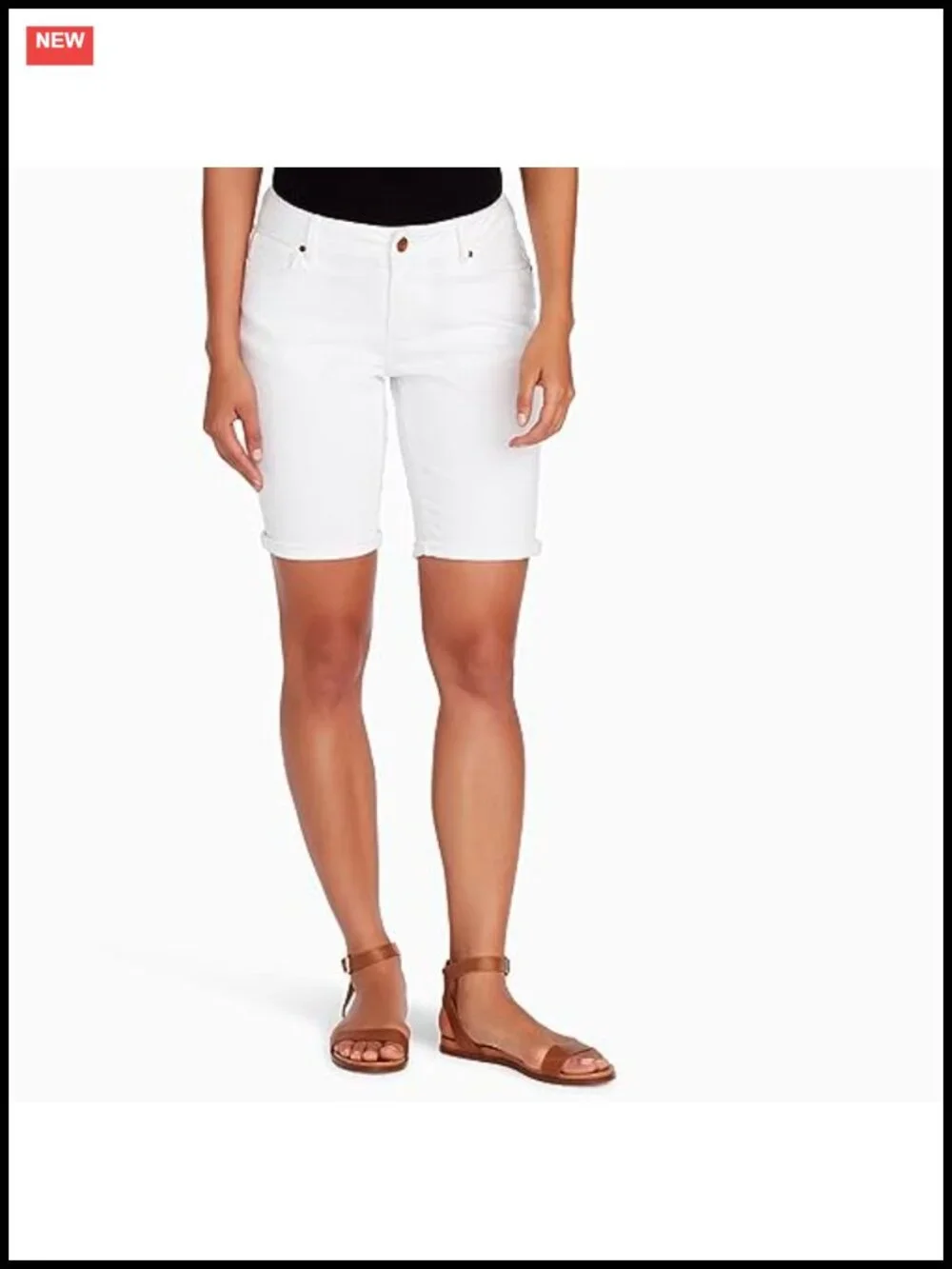 Women's Boho Slim Stretch Denim Bermuda Shorts Mid Rise 11